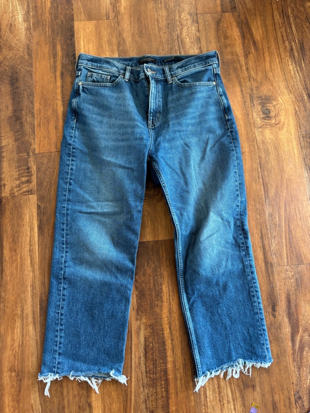 Banana Republic High rise Straight Jeans with Frayed Hem